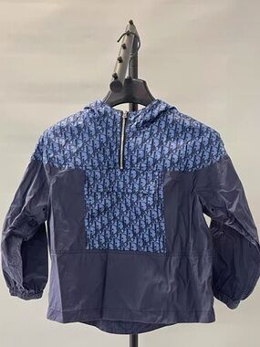 Authentic Dior Navy & Light Blue Monogram Kids Hooded Puffer Jacket